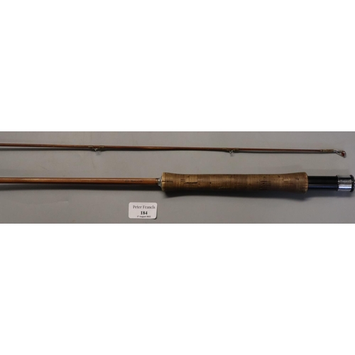 184 - Italian Di Maggio two piece split cane single handed fly fishing rod in canvas case with tube.  (B.P... 