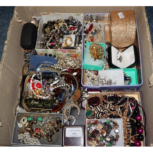 199 - Collection of costume jewellery: pearls, bracelets, bangles, cuff links etc.    (B.P. 21% + VAT)