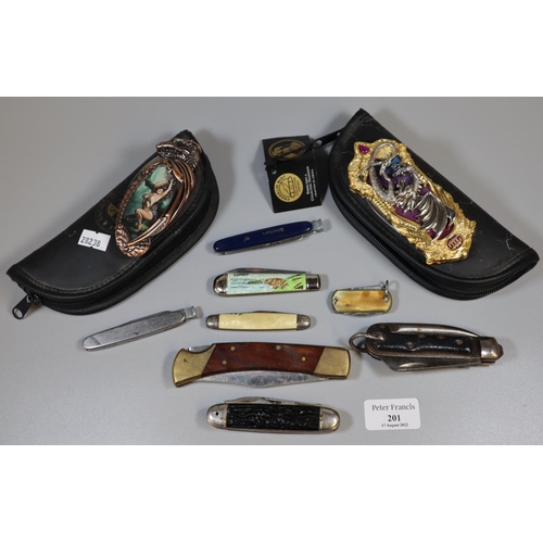 201 - Modern 'Frankin Mint' collector's knives in original case, together with a collection of penknives. ... 