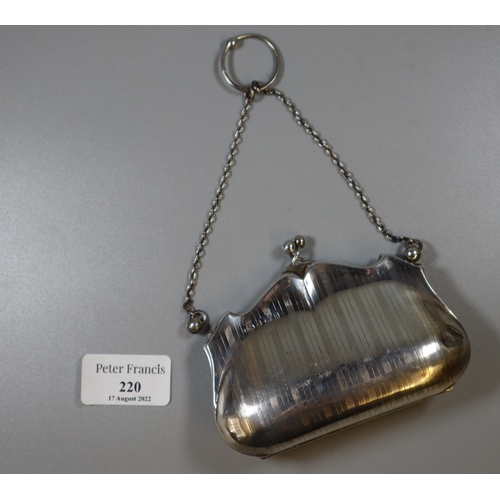 220 - Early 20th century silver engine turned pouch shaped purse with Birmingham hallmarks.  2.5 troy ozs ... 