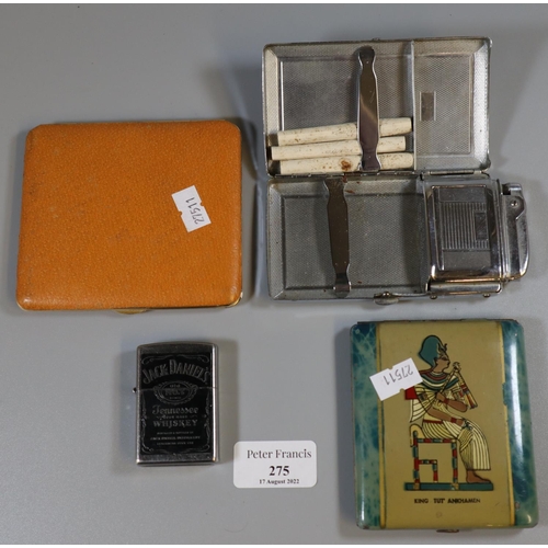 275 - Cigarette cases and a Jack Daniels cigarette lighter.  (B.P. 21% + VAT)