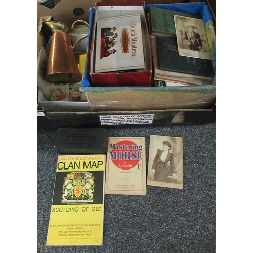 345 - Collection of ephemera to include: maps, postcards, cabinet cards, cigarette cards, advertising engr... 