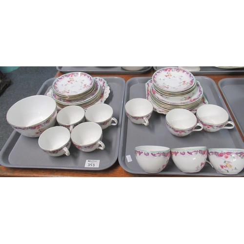 353 - Two trays of Shelley china tea ware, on a white ground with flowers and foliage.  (2)  (B.P. 21% + V... 