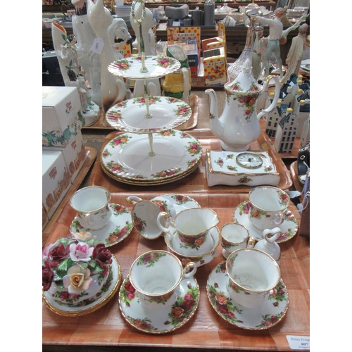 407 - Two trays of Royal Albert bone china 'Old Country Roses' design teaware and other items, to include:... 