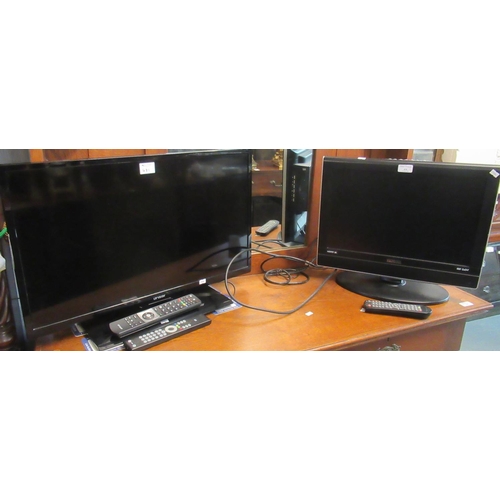 431 - Technika and a Linsar TV with remotes.  (2)  (B.P. 21% + VAT)