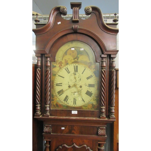 432 - Victorian Welsh mahogany eight day long case clock, marked 'J P Jones, Aberwistwith' having arch pai... 