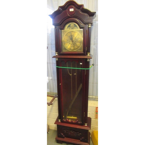 436 - Reproduction mahogany finish long case clock marked Daniel Dakota.  (B.P. 21% + VAT)