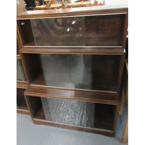 462 - Minty waterfall design three section library bookcase with glass sliding doors.  (B.P. 21% + VAT)