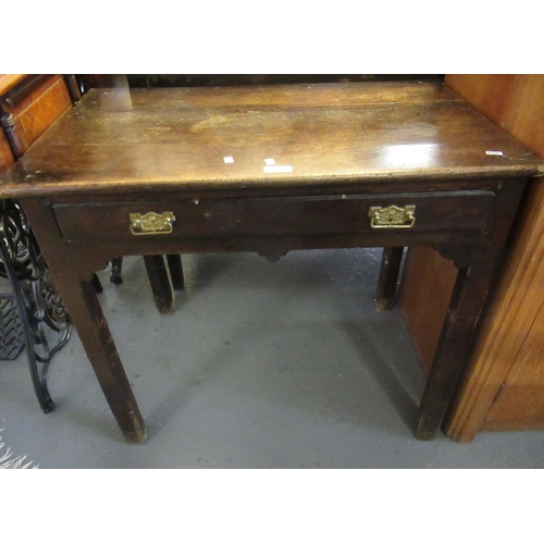 473 - Early 18th century oak side table, the moulded top above a single drawer, shaped frieze standing on ... 