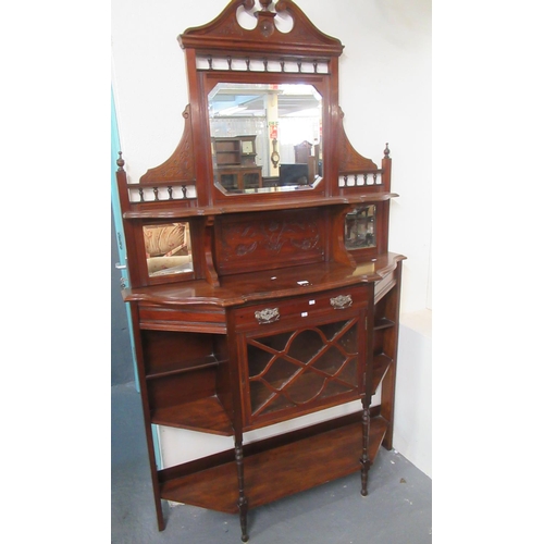 494 - Edwardian mahogany and walnut mirror back sideboard of narrow proportions.
(B.P. 21% + VAT)