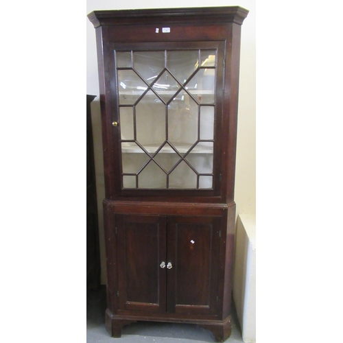 499 - 19th century oak astragal glazed two staged corner cabinet.  (B.P. 21% + VAT)