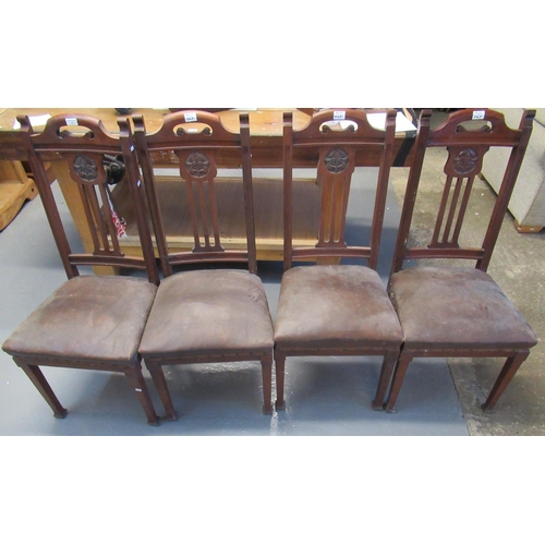 547 - Set of four Edwardian mahogany Art Nouveau design dining chairs on tapering legs (4)  (B.P. 21% + VA... 