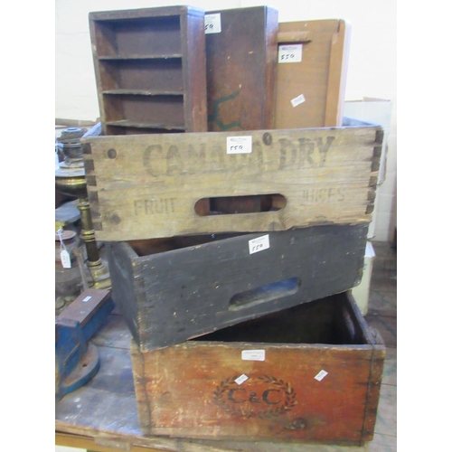 559 - Collection of vintage wooden boxes, to include: Canada Dry Fruit Juices, T&C etc  (6)  (B.P. 21% + V... 