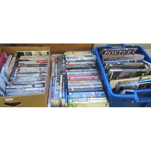 568 - Three boxes of assorted books, to include: 'World WarII', posters of WWII, 'Hitler's Arctic War', 'P... 