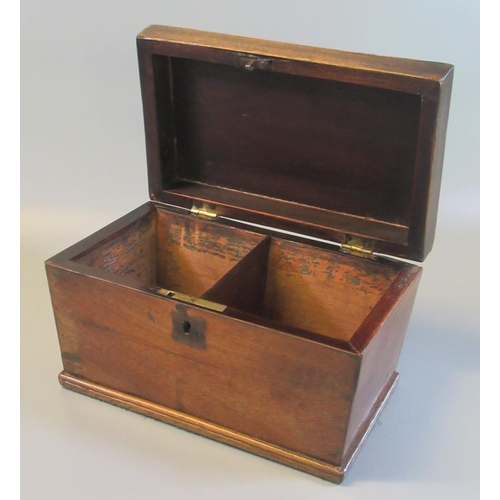 87 - 19th century mahogany tea caddy of plain rectangular form.  (B.P. 21% + VAT)