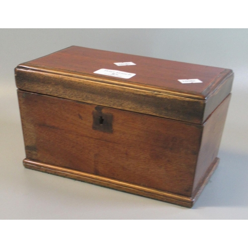 87 - 19th century mahogany tea caddy of plain rectangular form.  (B.P. 21% + VAT)