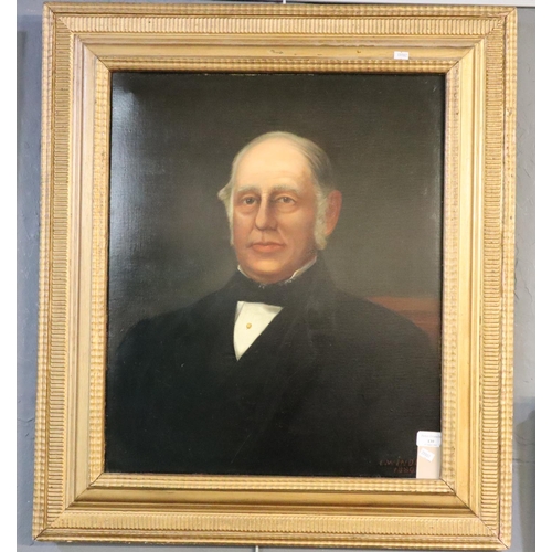 155 - L Winder, portrait of a gentleman, signed and dated 1889, oils on board.  60x50cm approx.  Framed.  ... 