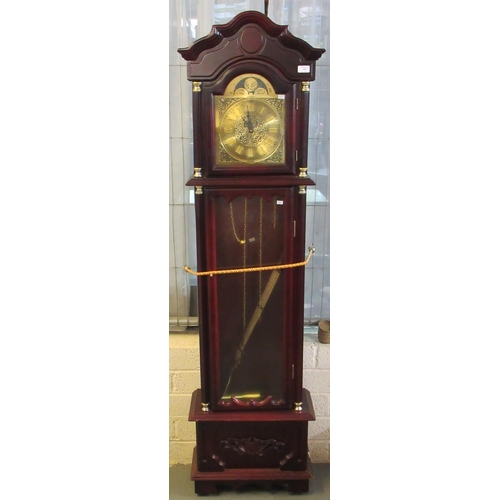 535 - Reproduction mahogany finish long case clock marked Daniel Dakota.  (B.P. 21% + VAT)