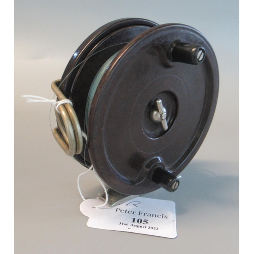 105 - Allcock Aerialite bakelite centre pin 3inch Fly Fishing reel.   (B.P. 21% + VAT)