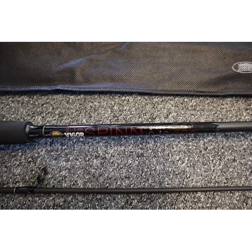 124 - Vigor 2.10M fibre two piece spinning rod, Pro Series.  Textile case.   (B.P. 21% + VAT)