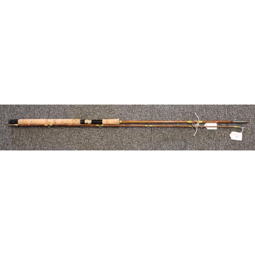 130 - Two piece split cane double handled spinning rod 7.3ft.
(B.P. 21% + VAT)