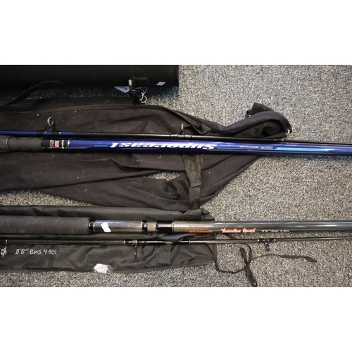 138 - Diawa two piece match fishing rod together with a Ron Thompson Traveler 11.6ft six piece carbon beac... 