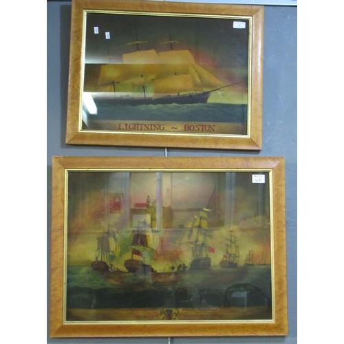 167 - Two modern reproduction maritime prints, 'Lightning - Boston' and 'Her Majesty's Ship Mediator' Comm... 