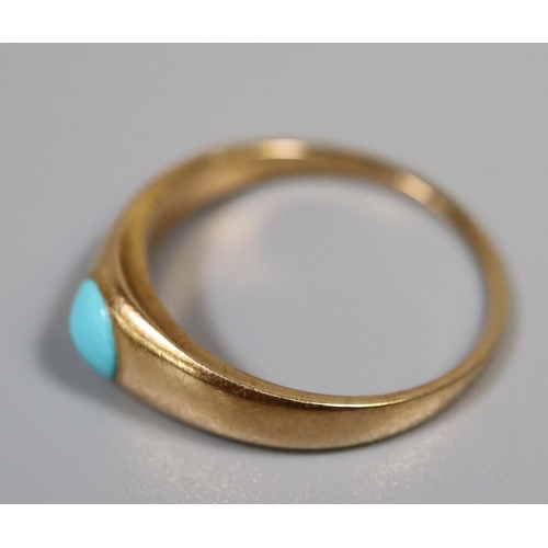 275 - 18ct gold turquoise set dress ring.  3.9g.approx. size M1/2.   (B.P. 21% + VAT)