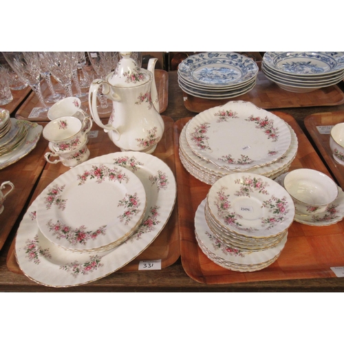 331 - Two trays of Royal Albert 'Lavender Rose' English bone china items to include; various size plates, ... 