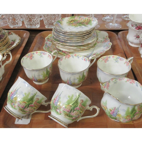 332 - Tray of Royal Albert Crown china 'Kentish Rookery' design teaware to include; teacups, milk jug, sau... 