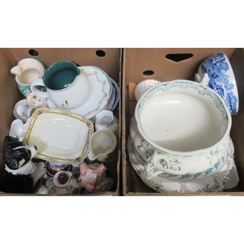 339 - Two boxes of various china to include; Copeland Spode 'Italian' design centre bowl, pedestal urn wit... 