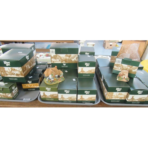 356 - Three trays of boxed Lilliput Lane cottages and other buildings, including; 'Chocolate box cottage',... 