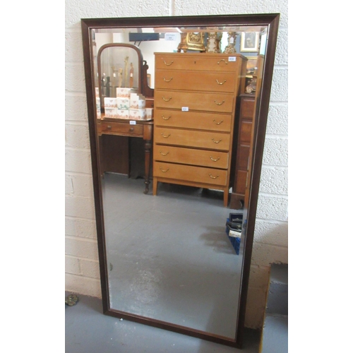 444 - Tall rectangular wooden framed mirror.  (B.P. 21% + VAT)