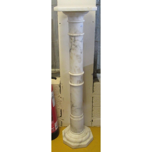 449 - White veined marble torchere/jardinière stand with square shaped top.  1m high.   (B.P. 21% + VAT)