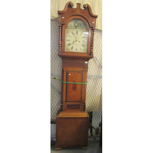 451 - 19th century oak and mahogany eight day long case clock, the Roman painted face marked 'A Martin Swa... 