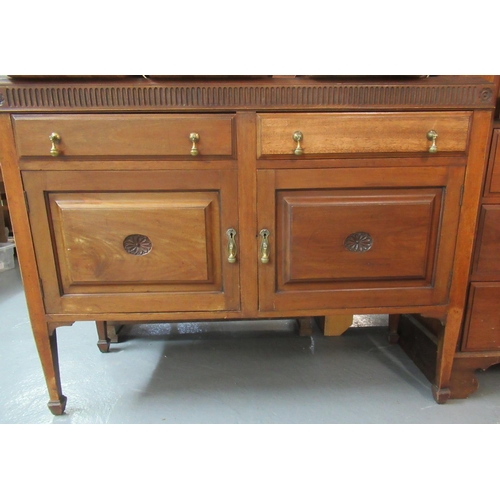 467 - Early 20th century mahogany sideboard in Regency style with low back, two frieze drawers, two blind ... 