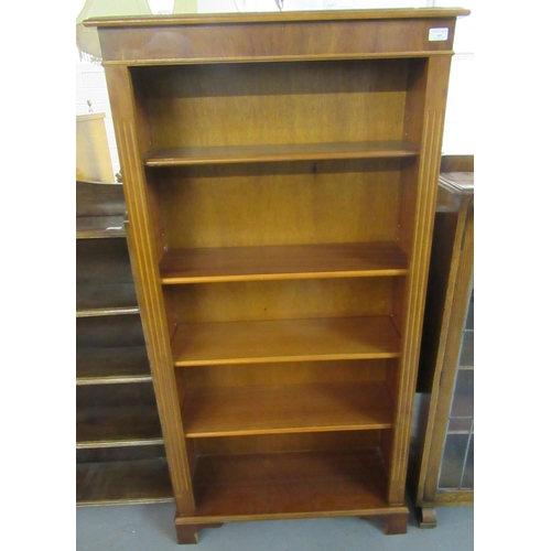 469 - Reproduction yew finish open book case with four adjustable shelves.  76cm wide approx.   (B.P. 21% ... 