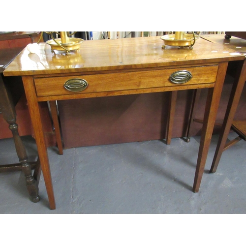 479 - Early 19th century mahogany straight fronted side table with single frieze drawer on square tapering... 