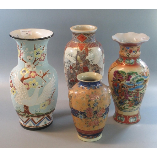 49 - Group of four assorted Oriental baluster shaped decorative vases.  (4)   (B.P. 21% + VAT)