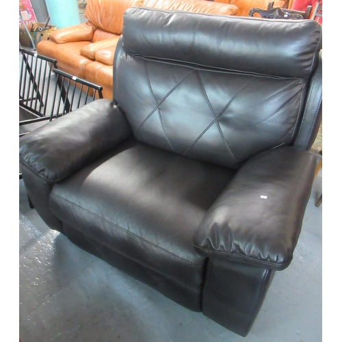 491 - AMX design good quality modern wide Italian leather reclining easy chair.    (B.P. 21% + VAT)