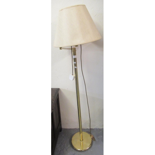 534 - Modern brass standard lamp and shade.  (B.P. 21% + VAT)