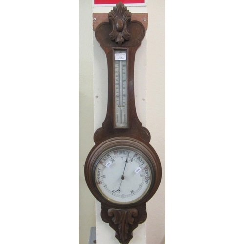 536 - Early 20th century oak wheel barometer.  (B.P. 21% + VAT)