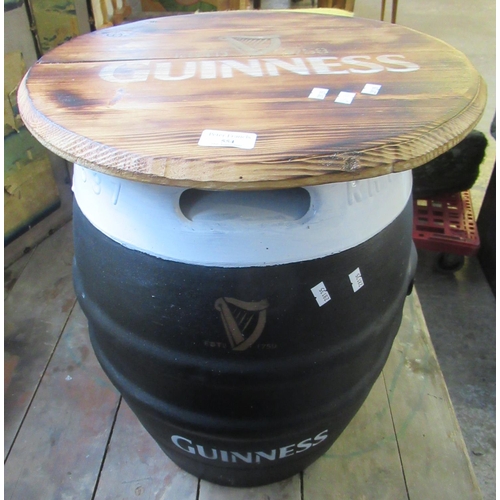 554 - Decorative Guinness design beer Keg seat or table with printed wooden top.