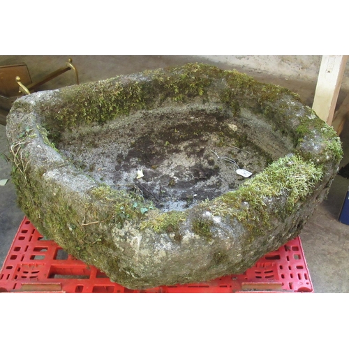 562 - Large reconstituted stone rustic garden planter.  88cm wide approx.  (B.P. 21% + VAT)