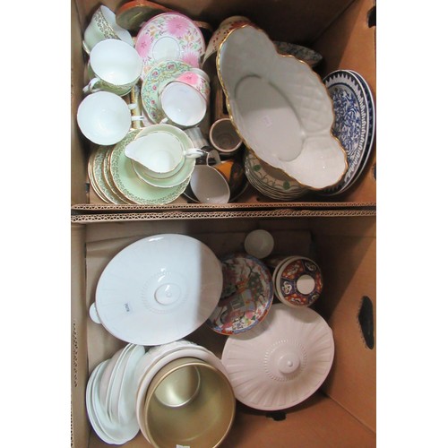 407 - Two boxes of assorted china: Limoges French porcelain basket, set of six Royal Doulton 'Countess' pu... 