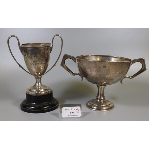 229 - Early 20th Century silver two handled presentation equestrian cup, horse show 1925 for best horse in... 