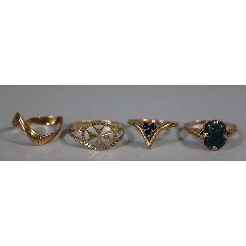 245 - Four 9ct gold stone set and other dress rings. 5.7g approx. (4)
(B.P. 21% + VAT)