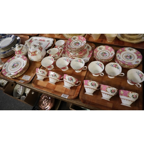 328 - Three trays of Royal Albert English bone china 'Lady Carlyle' design items (mostly seconds) to inclu... 