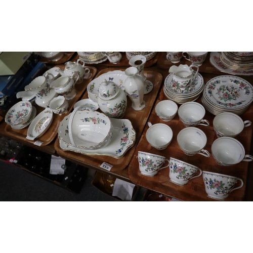 330 - Four trays of Aynsley mostly 'Pembroke' design items to include: teacups and saucers, milk jug, suga... 