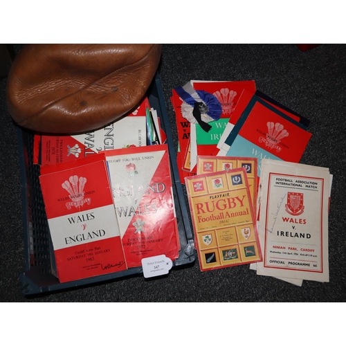 347 - Collection of mainly international rugby union programmes to include; all the home nations (Wales, I... 